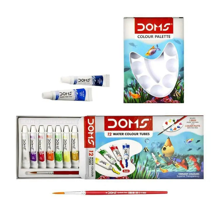 Doms Watercolour Tubes – 12 Shades for Effortless Creativity