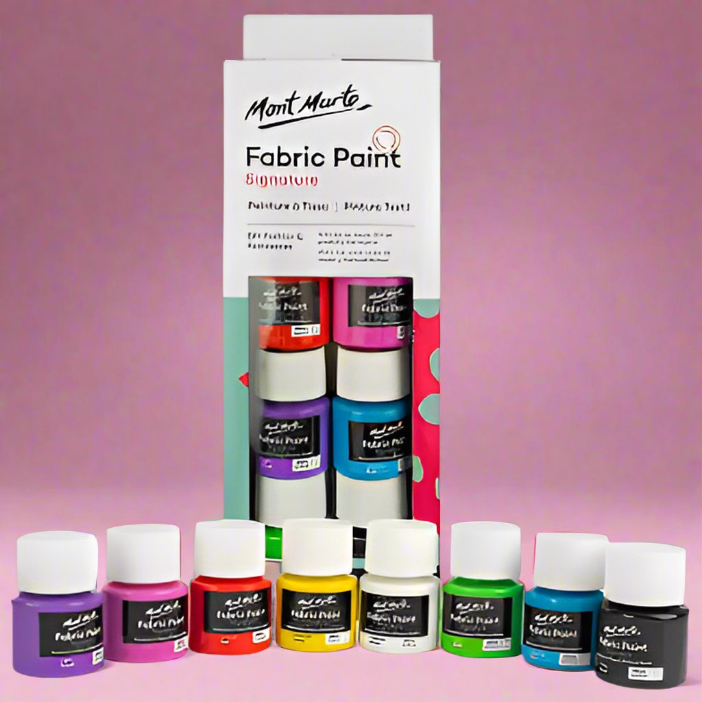 Mont Marte Fabric Painting and Design – 8 Fabric Color Box, 20ml Paint Set