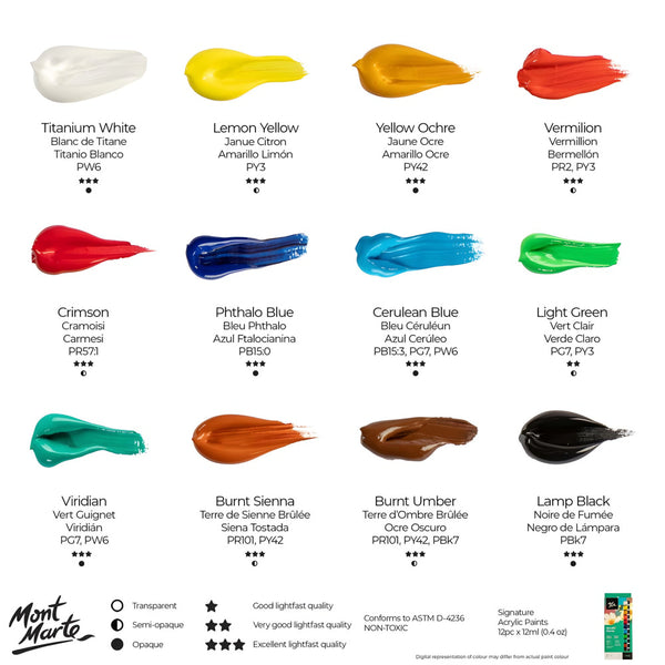 Acrylic Paints Signature 12pc x 12ml